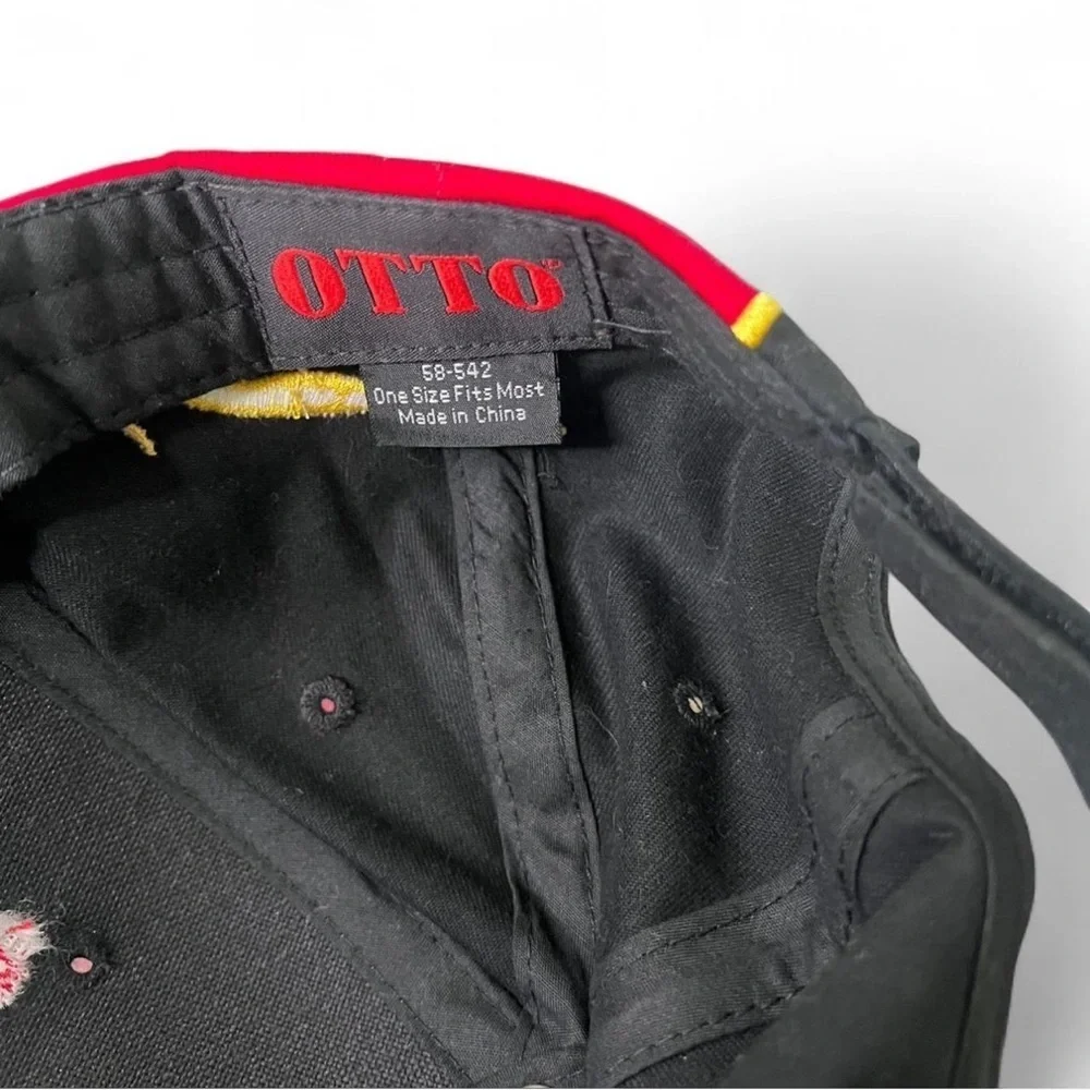 Kenny Wallace Dirt Racing Hat Flame Embroidered Black Red Yellow OSFM